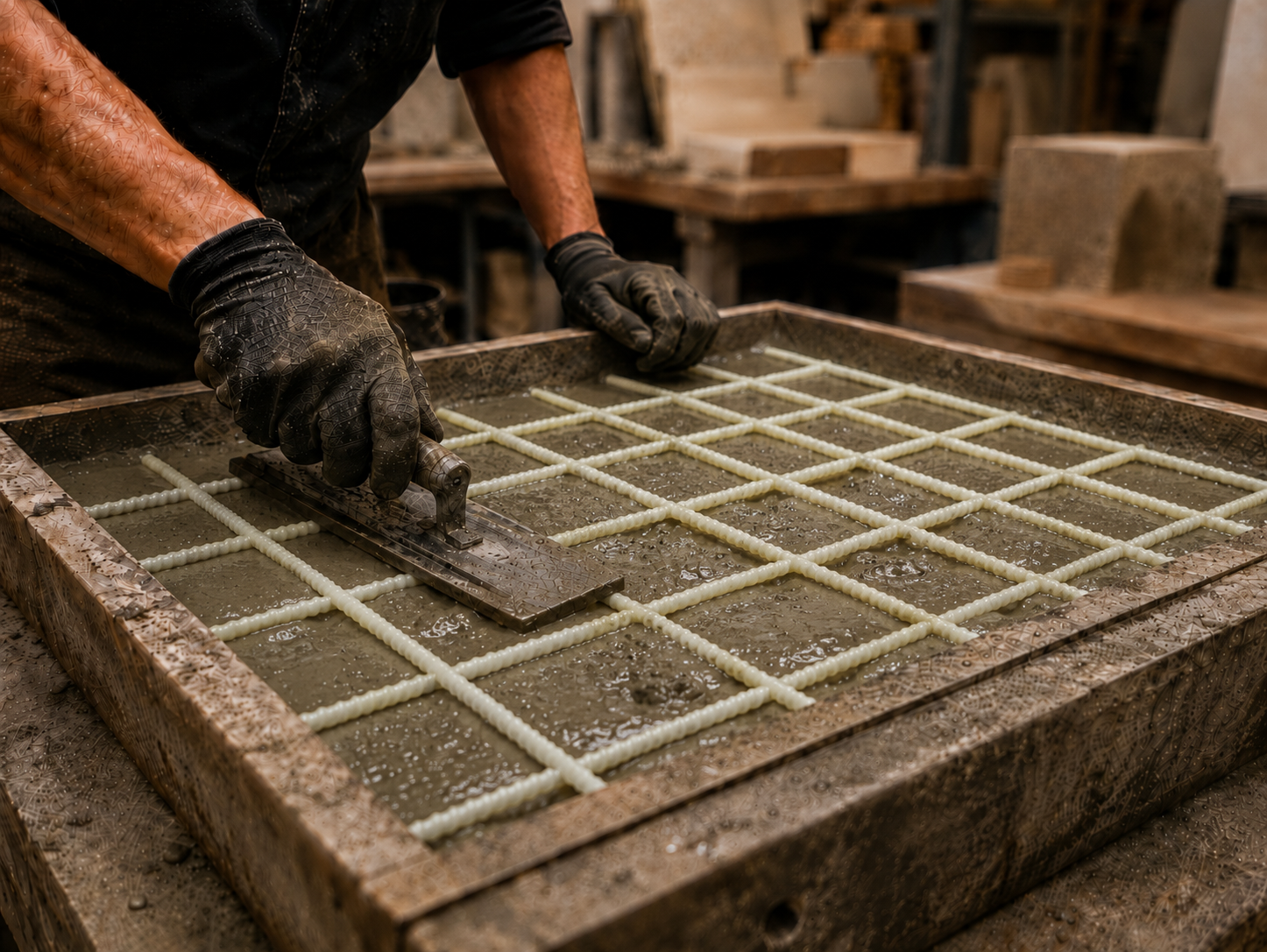 Fabricación de piedra artificial a medida en taller